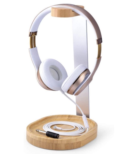 Avantree Universal Wooden & Aluminum Headphone Stand Hanger with Cable Holder