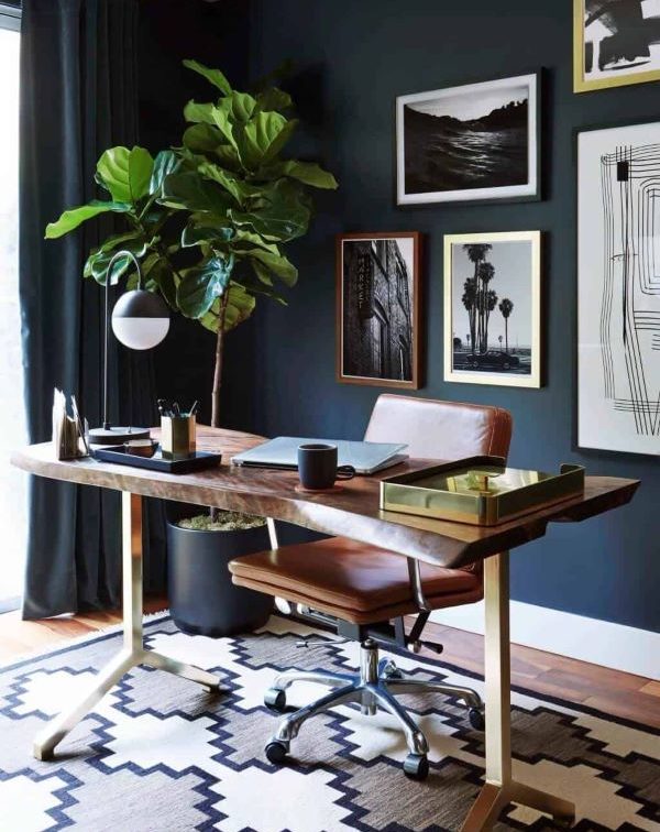 Geometric rug for masculine office