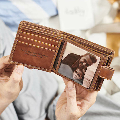 Personalised Leather Tri-Fold Wallet With Rfid
