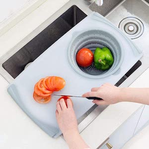 2 In 1 Compact Collapsible Silicone Kitchen Chopping Board