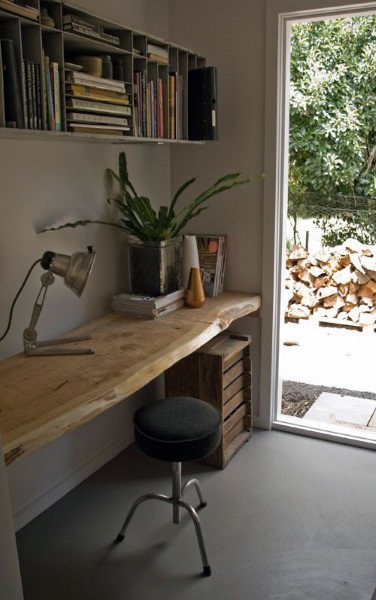 natural wood desk ideas for masculine office